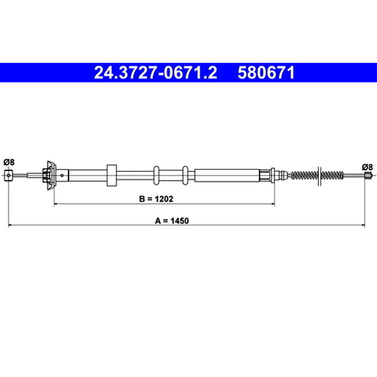 Ate Cable, parking brake to suit Ford, Fiat