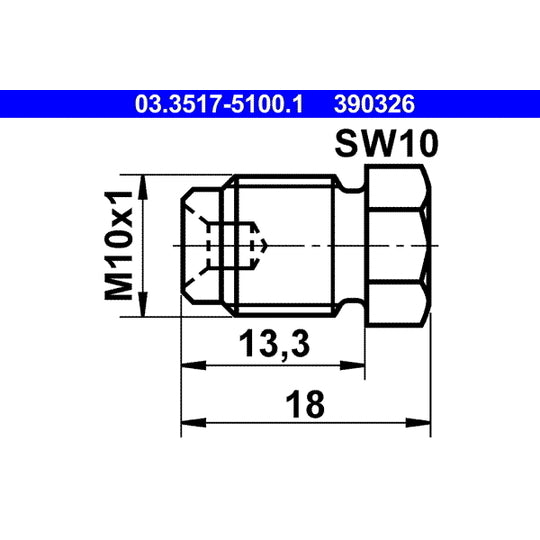 Ate Screw Plug, brake master cylinder to suit Ford, Mercedes-Benz, Volvo