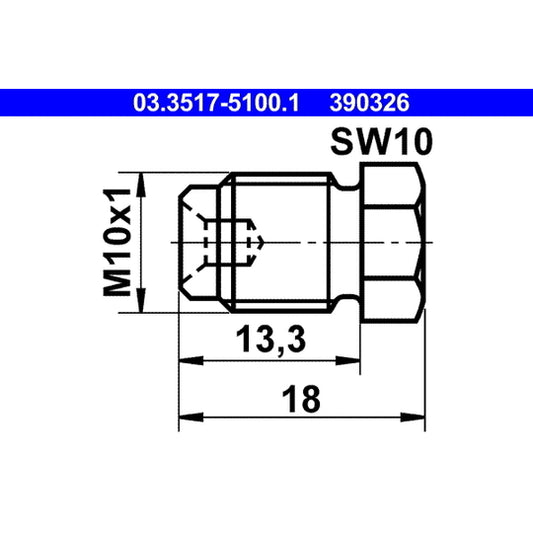 Ate Screw Plug, brake master cylinder to suit Ford, Mercedes-Benz, Volvo