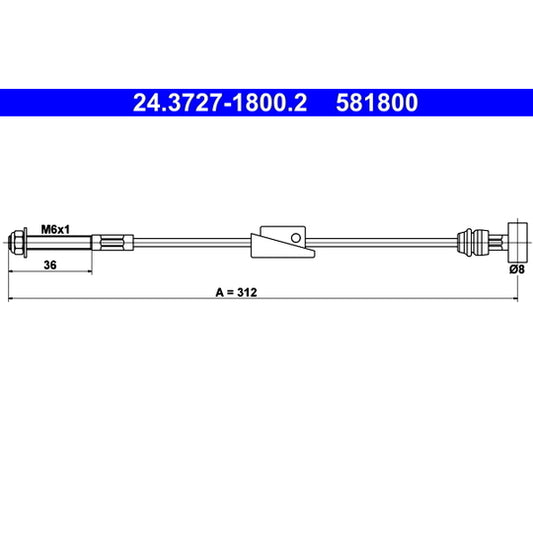 Ate Cable, parking brake to suit Ford, Mazda