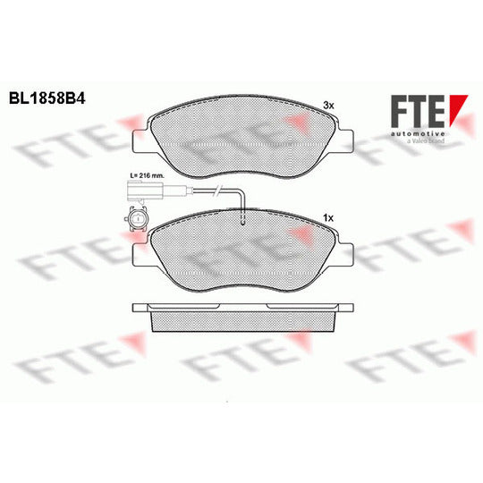 Fte Brake Pad Set, disc brake to suit Fiat, Alfa Romeo, Lancia