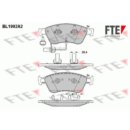 Fte Brake Pad Set, disc brake to suit Audi, VW