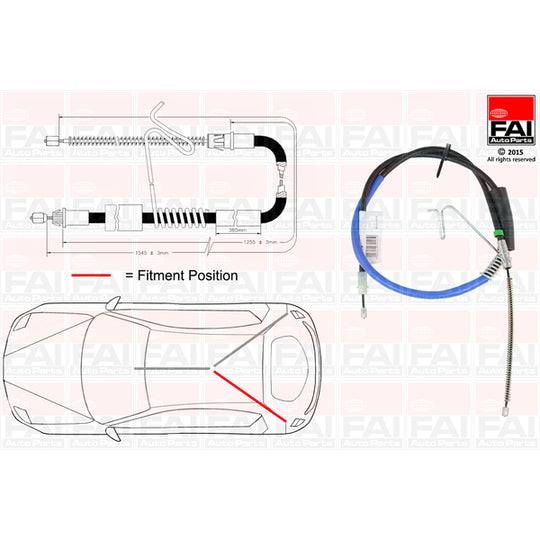 Fai Autoparts Cable, parking brake to suit Ford