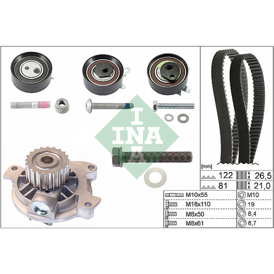 Ina Water Pump & Timing Belt Set to suit Audi, VW, Seat