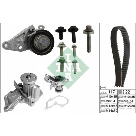 Ina Water Pump & Timing Belt Set to suit Ford, Mazda, Volvo