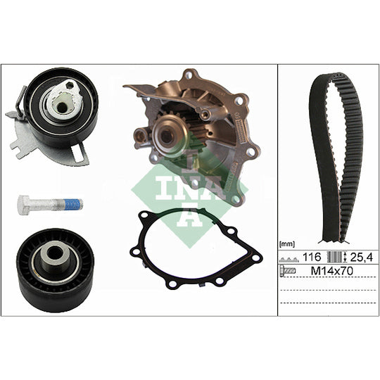 Ina Water Pump & Timing Belt Set to suit Ford, Peugeot, Citroën
