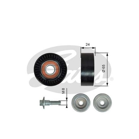 Gates Deflection/Guide Pulley, v-ribbed belt to suit Ford