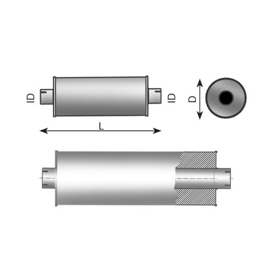 Dinex 89327 Middle Silencer, universal to suit Toyota, Ford, Volvo