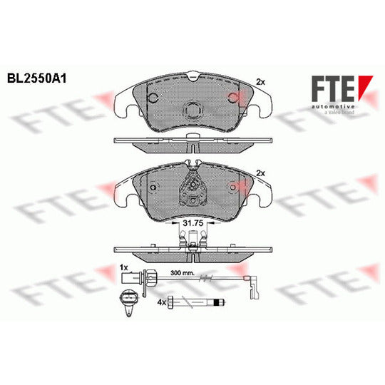 Fte Brake Pad Set, disc brake to suit Ford, Audi, VW