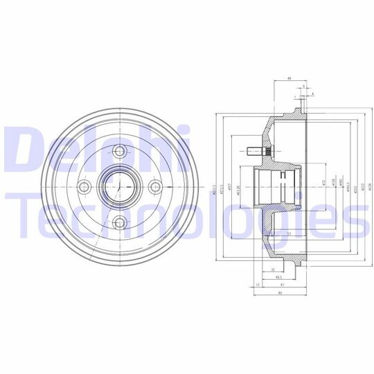 Delphi Brake Drum to suit Ford