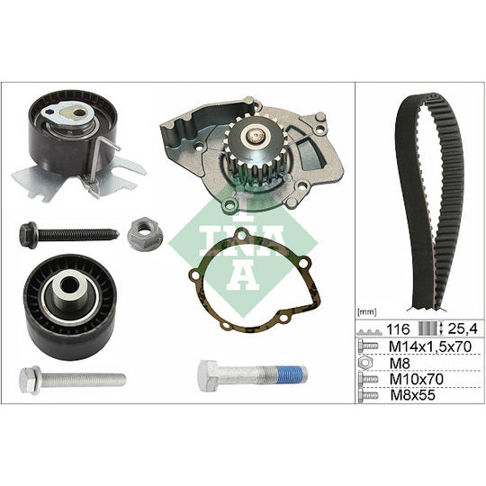 Ina Water Pump & Timing Belt Set to suit Toyota, Ford, Peugeot