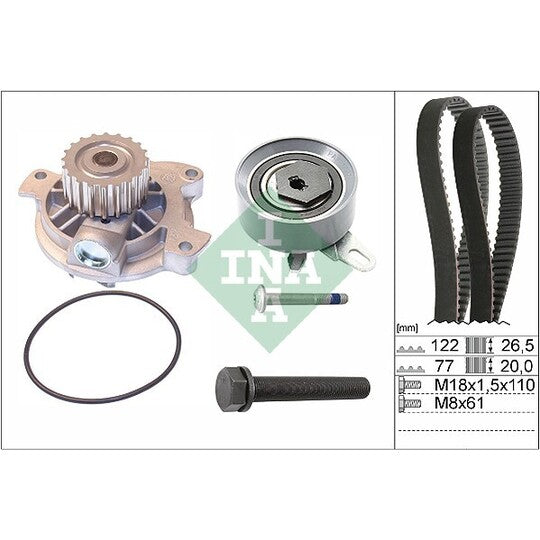 Ina Water Pump & Timing Belt Set to suit Audi, VW, Seat