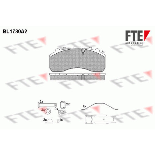 Fte Brake Pad Set, disc brake to suit Mercedes-Benz, Iveco, Daf