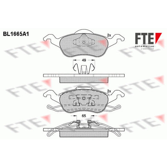 Fte Brake Pad Set, disc brake to suit Ford