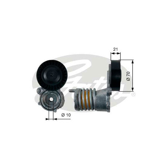 Gates Tensioner Pulley, v-ribbed belt to suit Ford, Volvo