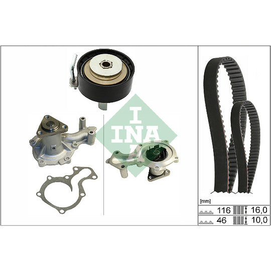 Ina Water Pump & Timing Belt Set to suit Ford