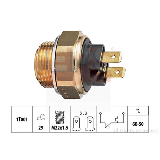 Eps 1.850.034 Temperature Switch, radiator fan to suit Renault