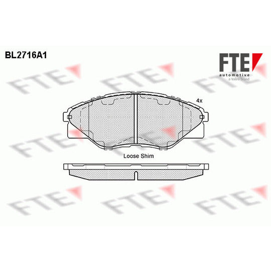 Fte Brake Pad Set, disc brake to suit Toyota