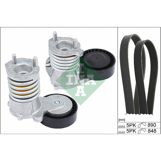 Ina V-Ribbed Belt Set to suit Ford, Volvo