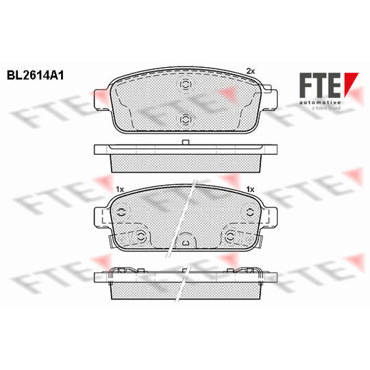 Fte Brake Pad Set, disc brake to suit Chevrolet, Opel, Vauxhall