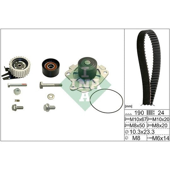 Ina Water Pump & Timing Belt Set to suit Fiat, Suzuki, Opel