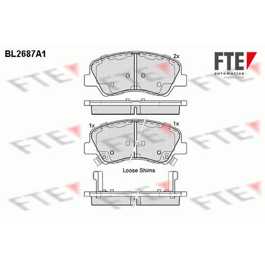 Fte Brake Pad Set, disc brake to suit Hyundai, Kia