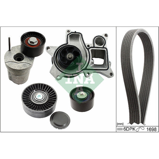 Ina Water Pump + V-Ribbed Belt Set to suit BMW, Mini