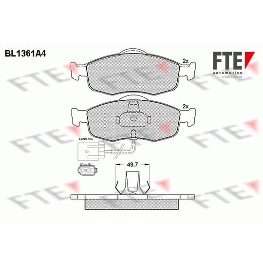 Fte Brake Pad Set, disc brake to suit Ford