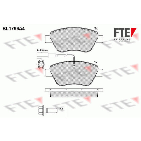 Fte Brake Pad Set, disc brake to suit Peugeot, Citroën, Fiat