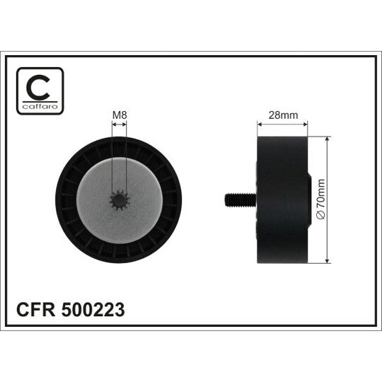 Caffaro Deflection/Guide Pulley, v-ribbed belt to suit Mitsubishi, Chrysler