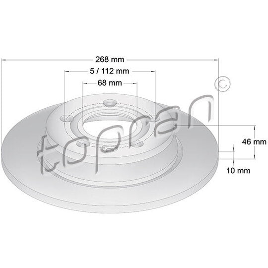 Topran Brake disk to suit Ford, VW, Seat