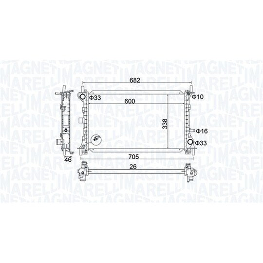Magneti Marelli Radiator, engine cooling to suit Ford, Alfa Romeo / Fiat / Lancia
