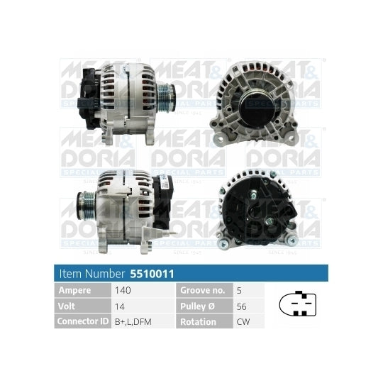 Meat & Doria Alternator to suit Audi, VW, Seat