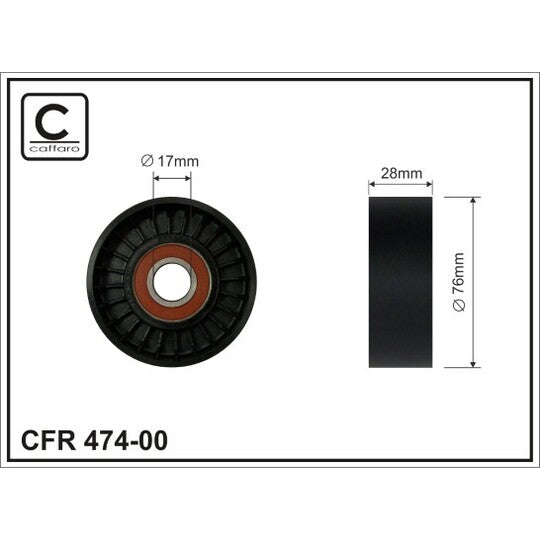 Caffaro Tensioner Pulley, v-ribbed belt to suit Mercedes-Benz