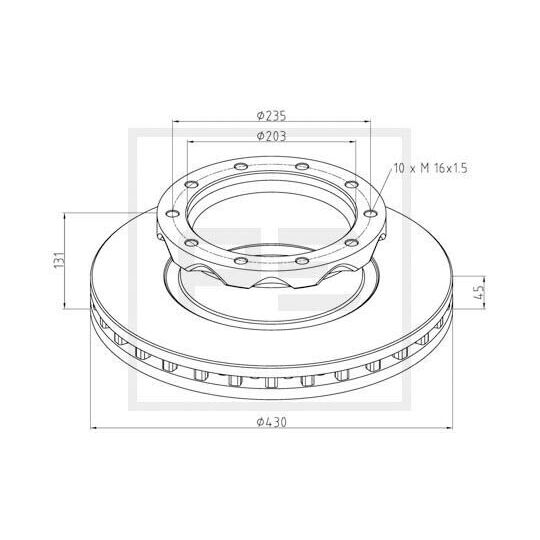 Pe Automotive Brake Disc to suit Mercedes-Benz, Volvo, Man