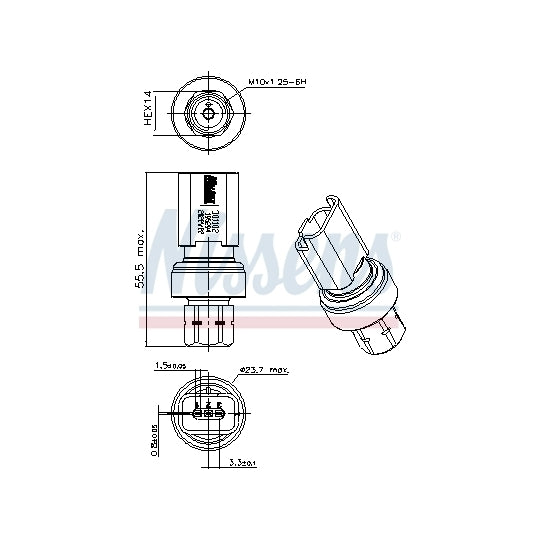 Nissens Pressure Switch, air conditioning to suit Toyota, Peugeot, Citroën