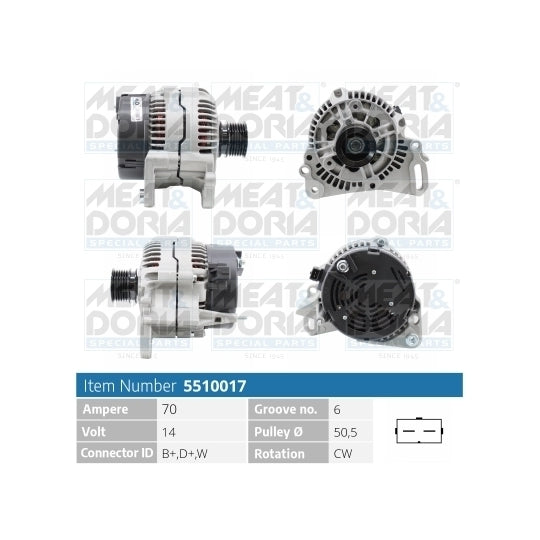 Meat & Doria Alternator to suit Audi, VW, Daf