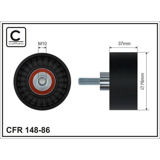 Caffaro Deflection/Guide Pulley, v-ribbed belt to suit Ford