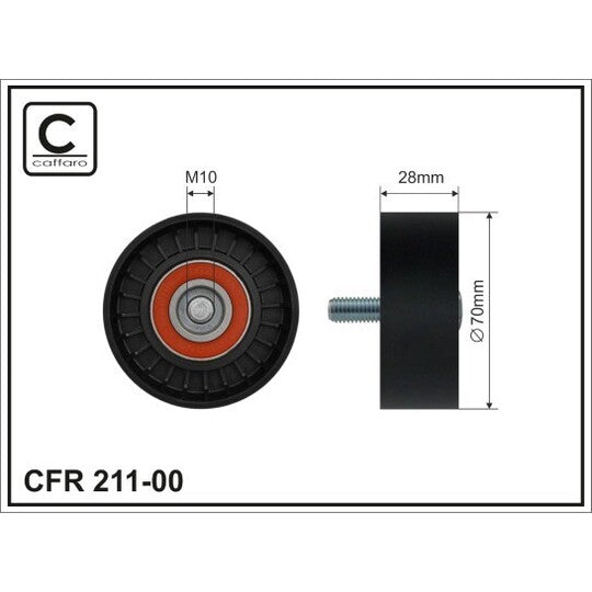 Caffaro Deflection/Guide Pulley, v-ribbed belt to suit Hyundai, Kia