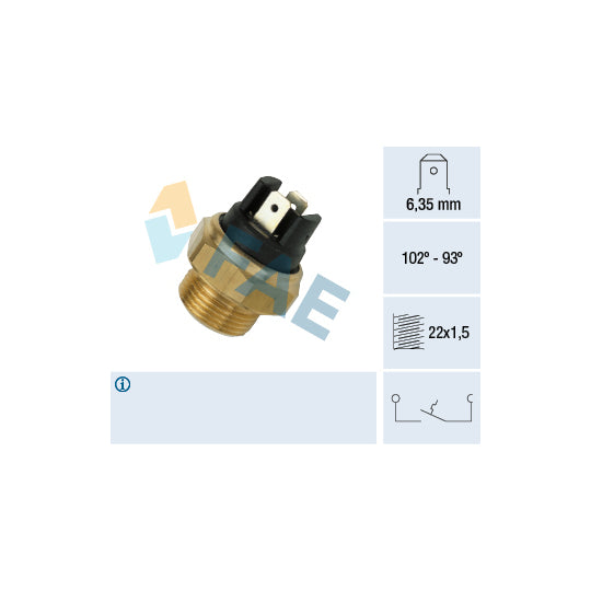 Fae Temperature Switch, radiator fan to suit Ford, VW, Citroën