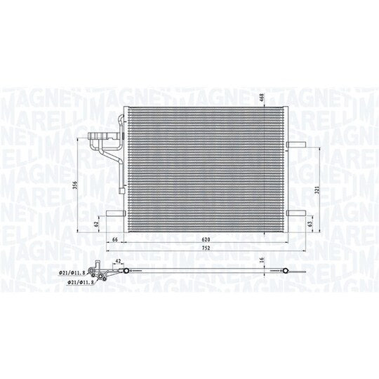 Magneti Marelli Condenser, air conditioning to suit Ford