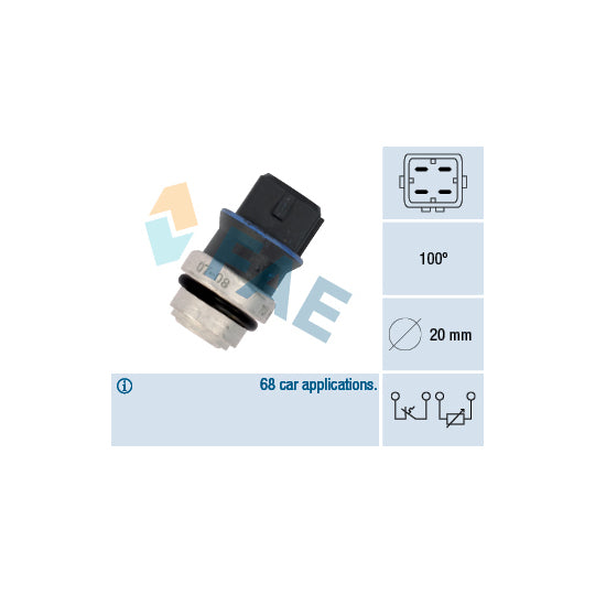 Fae 34322 Sensor, coolant temperature to suit Ford, VW