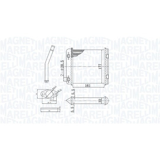 Magneti Marelli 350218408000 Heat Exchanger, interior heating to suit Opel, Vauxhall
