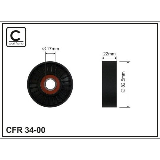 Caffaro Tensioner Pulley, v-ribbed belt to suit Fiat, Chevrolet, Opel