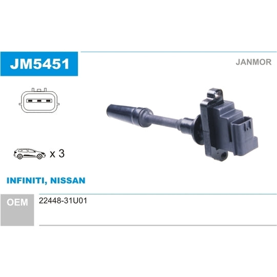 Janmor Ignition coil to suit Nissan, Infiniti