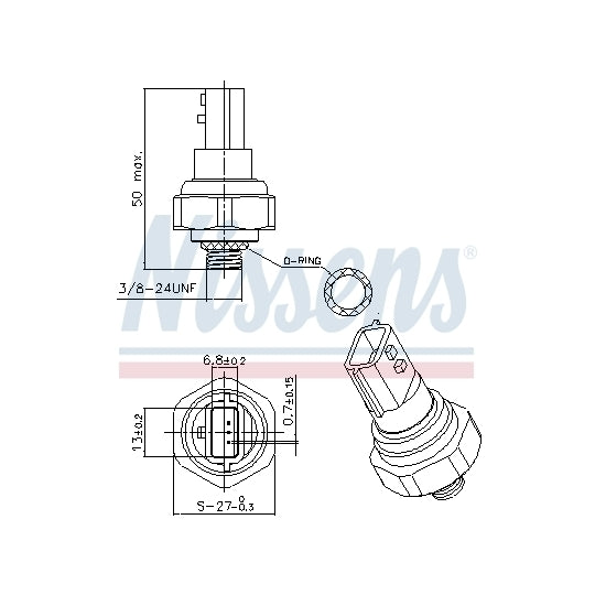 Nissens Pressure Switch, air conditioning to suit Mitsubishi, Nissan, Fiat