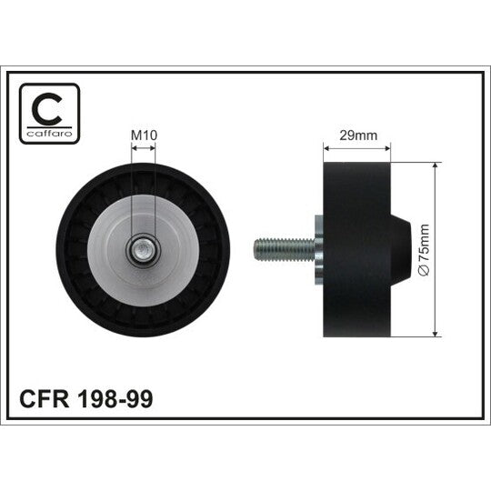 Caffaro Deflection/Guide Pulley, v-ribbed belt to suit Audi, VW