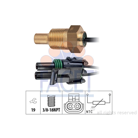 Facet 7.3307 Sensor, coolant temperature to suit Renault