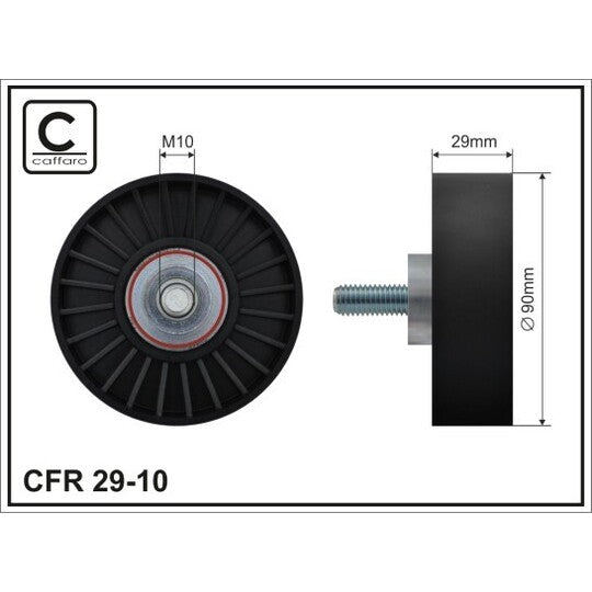 Caffaro Deflection/Guide Pulley, v-ribbed belt to suit Ford