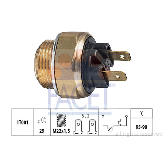 Facet Temperature Switch, radiator fan to suit Audi, VW, Citroën